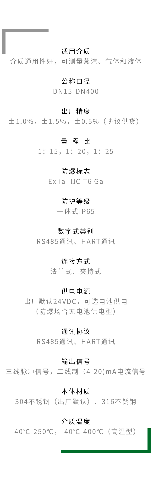 數(shù)字式渦街流量計(jì)參數(shù)