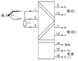 單路熱電偶/熱電阻輸入，雙路輸出（一進二出）