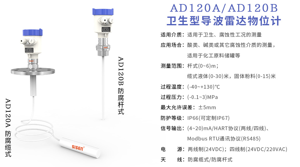 西森中國AD120D衛(wèi)生型導(dǎo)波雷達(dá)物位計(jì)
