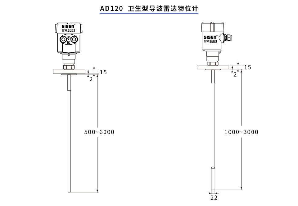AD120衛(wèi)生型導(dǎo)波雷達(dá)物位計(jì)產(chǎn)品尺寸